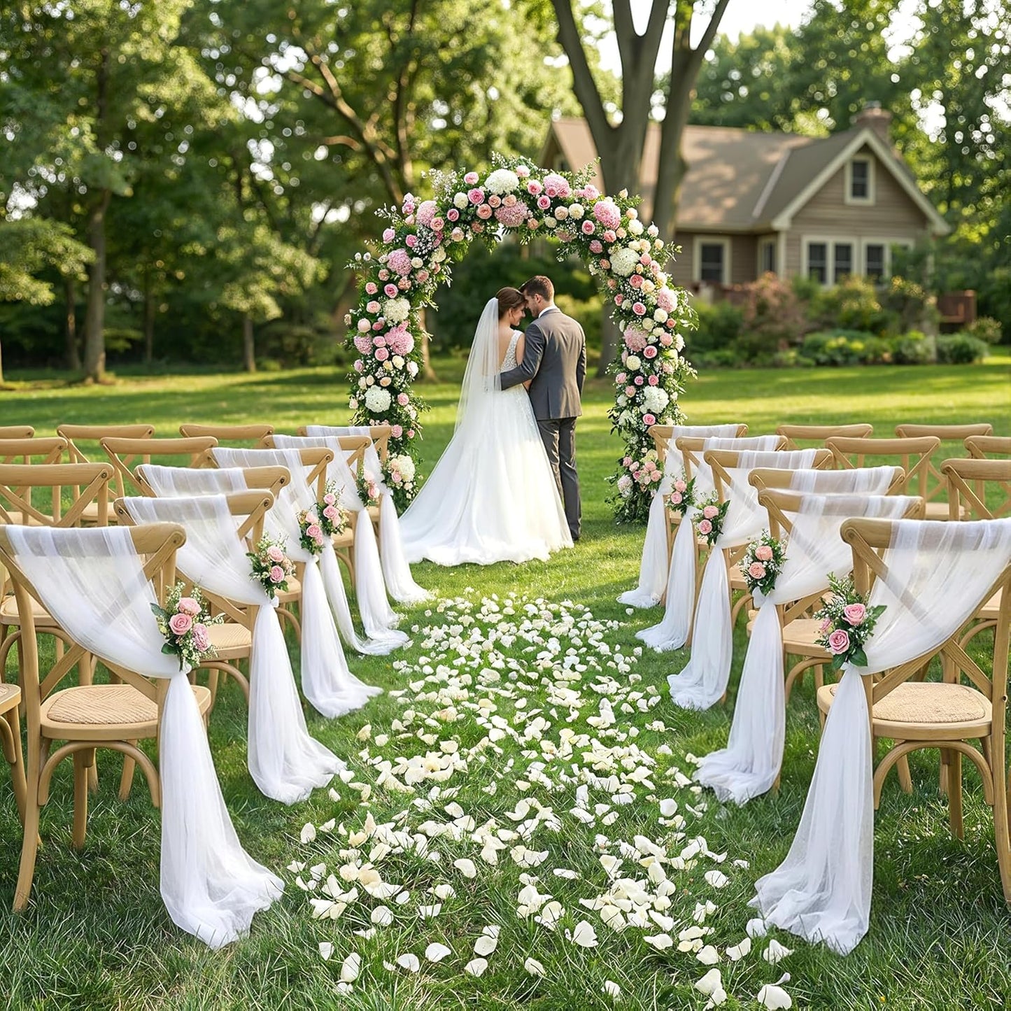 Yellow Wedding Arch Draping Fabric, 1 Pack 29" x 20FT Sheer Fabric Arch Drapery Curtain Backdrop Ceiling Drapes for Wedding Arbor Ceremony Canopy Birthday Party Decorations