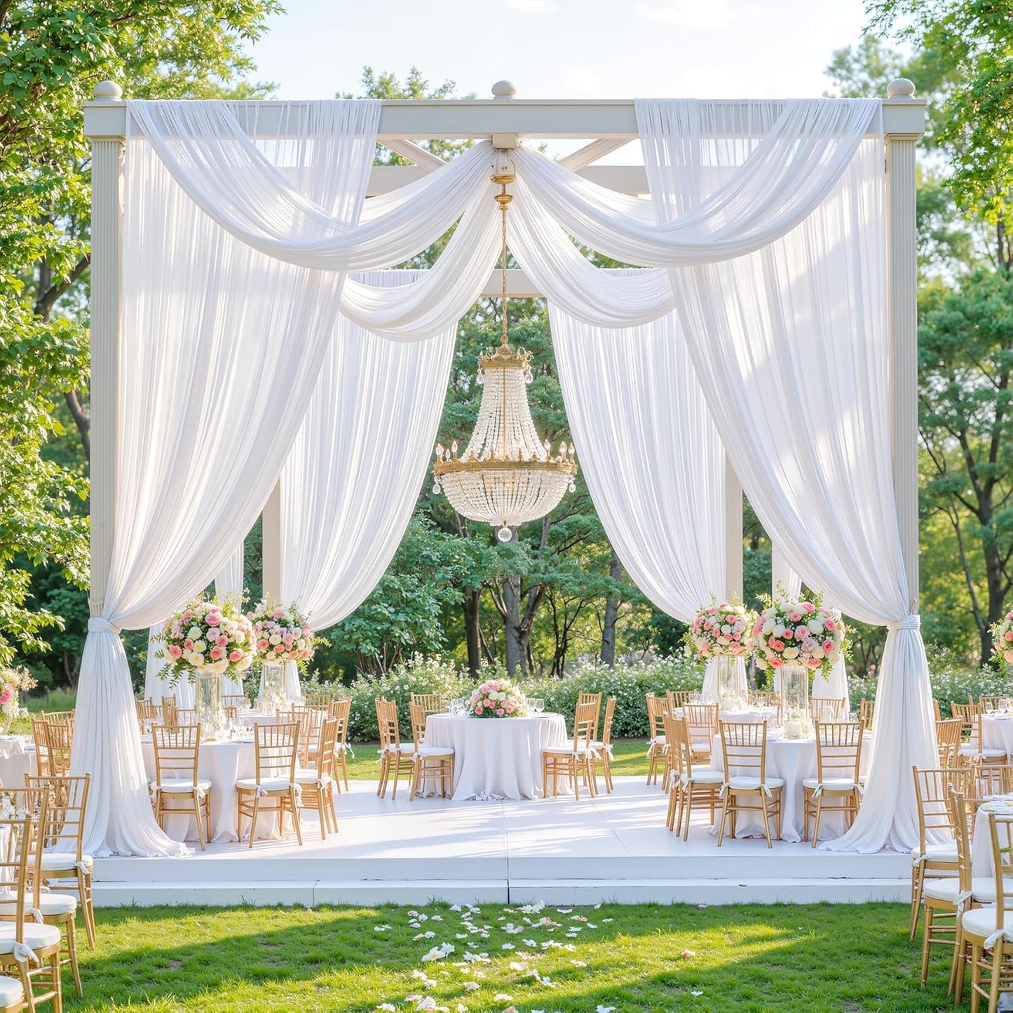 Yellow Wedding Arch Draping Fabric, 1 Pack 29" x 20FT Sheer Fabric Arch Drapery Curtain Backdrop Ceiling Drapes for Wedding Arbor Ceremony Canopy Birthday Party Decorations