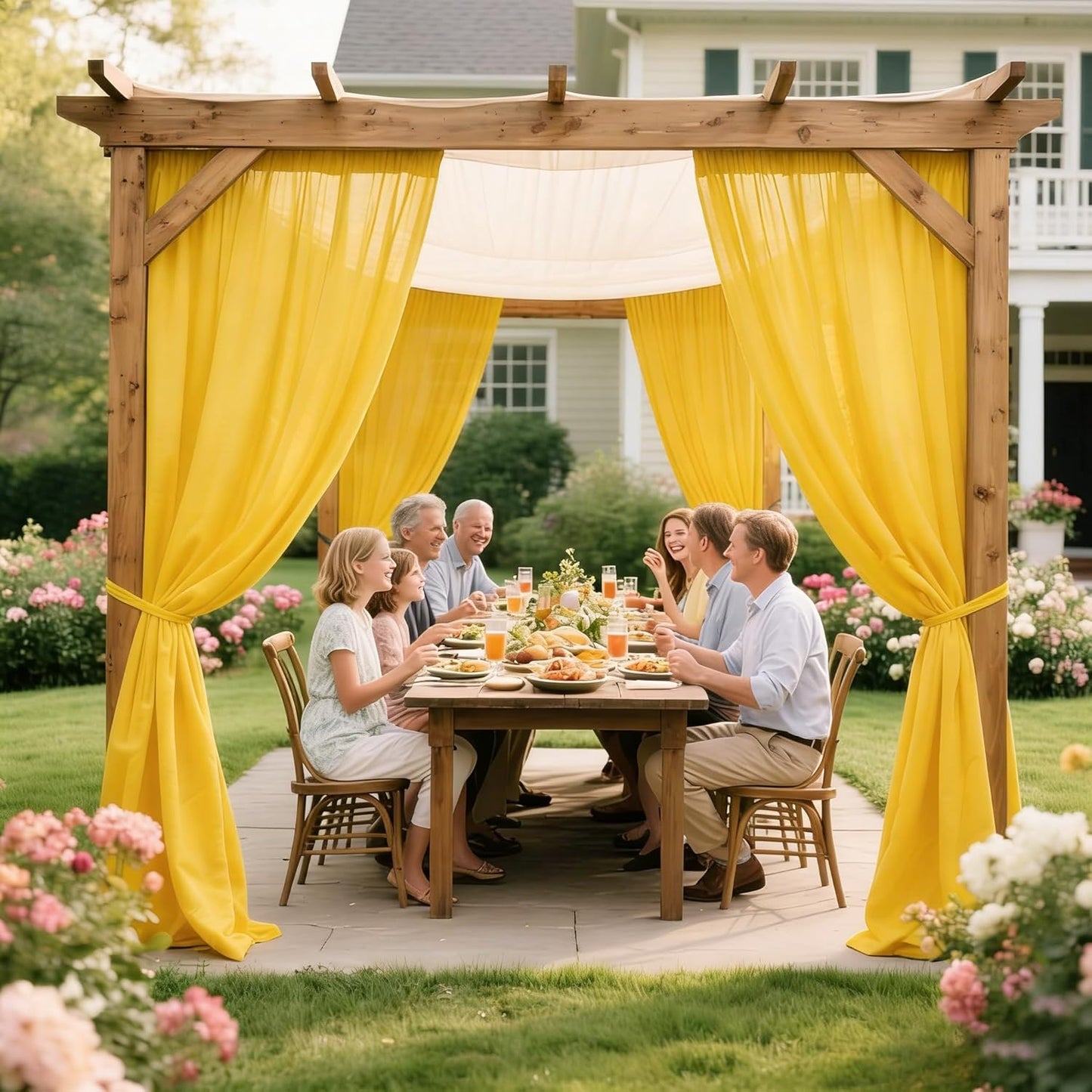 Yellow Wedding Arch Draping Fabric, 1 Pack 29" x 20FT Sheer Fabric Arch Drapery Curtain Backdrop Ceiling Drapes for Wedding Arbor Ceremony Canopy Birthday Party Decorations