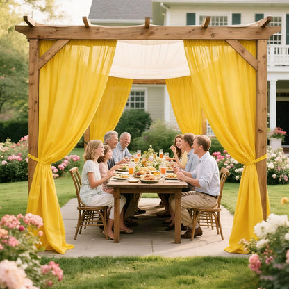 Yellow Wedding Arch Draping Fabric, 1 Pack 29" x 20FT Sheer Fabric Arch Drapery Curtain Backdrop Ceiling Drapes for Wedding Arbor Ceremony Canopy Birthday Party Decorations
