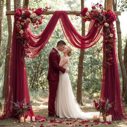 Yellow Wedding Arch Draping Fabric, 1 Pack 29" x 20FT Sheer Fabric Arch Drapery Curtain Backdrop Ceiling Drapes for Wedding Arbor Ceremony Canopy Birthday Party Decorations