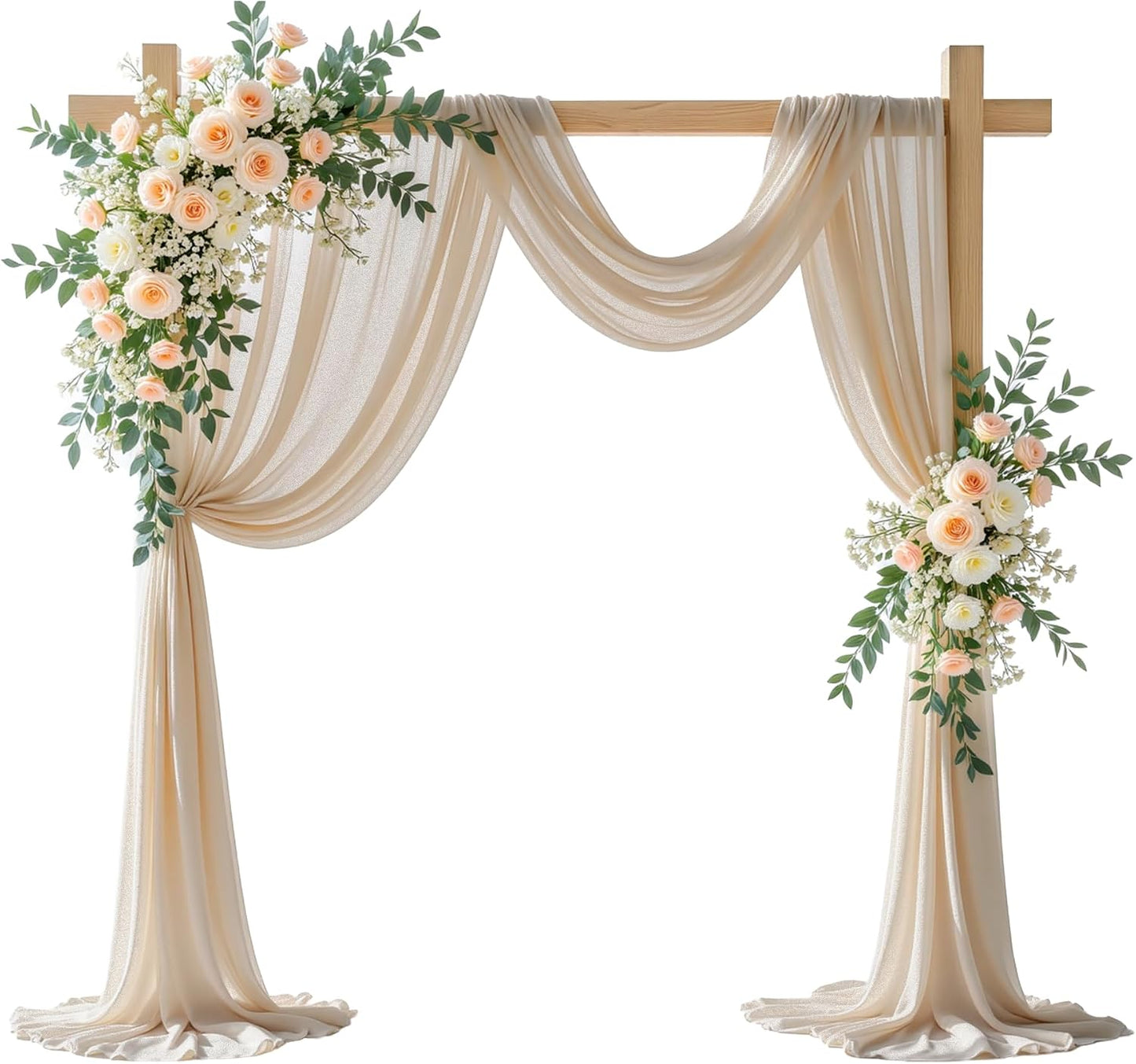 Yellow Wedding Arch Draping Fabric, 1 Pack 29" x 20FT Sheer Fabric Arch Drapery Curtain Backdrop Ceiling Drapes for Wedding Arbor Ceremony Canopy Birthday Party Decorations