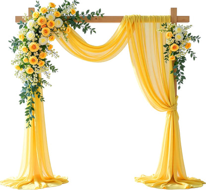 Yellow Wedding Arch Draping Fabric, 1 Pack 29" x 20FT Sheer Fabric Arch Drapery Curtain Backdrop Ceiling Drapes for Wedding Arbor Ceremony Canopy Birthday Party Decorations