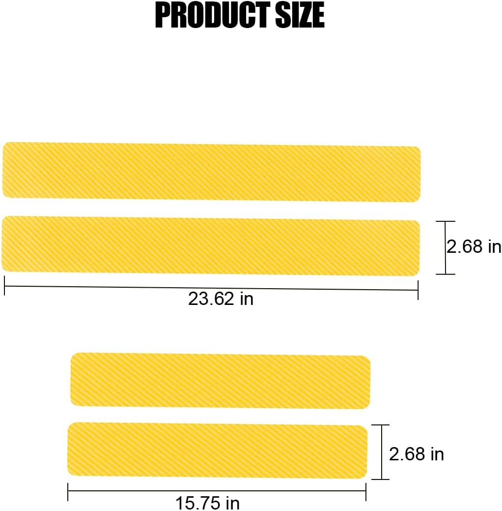 4PCS Car Door Sill Protector, 3D Carbon Fiber Vehicle Entry Edge Guard Trim, Anti-Scratch Automotive Threshold Sill Cover Strips Accessories, Universal for SUV, Sedan, Truck (Yellow)