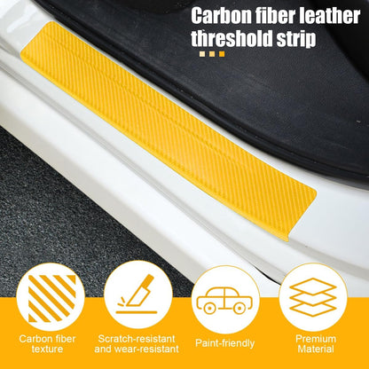 4PCS Car Door Sill Protector, 3D Carbon Fiber Vehicle Entry Edge Guard Trim, Anti-Scratch Automotive Threshold Sill Cover Strips Accessories, Universal for SUV, Sedan, Truck (Yellow)
