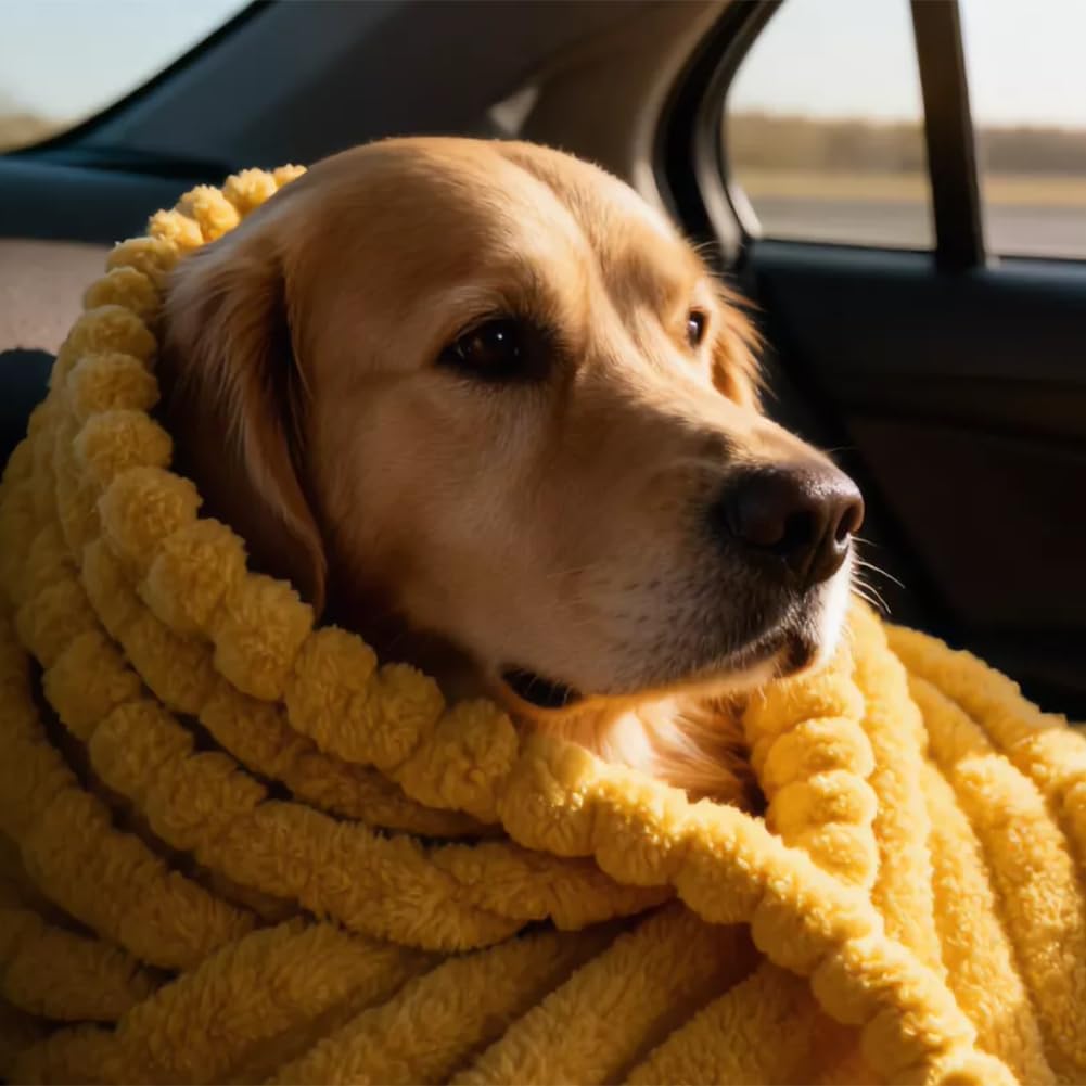 Emotional Support Blanket Yellow, Yellow Dog Blanket, Security Calming Dog Blanket, Designed for Pets Soft and Comfortable, for Indoors Sofa Kennel Couch Bed Crate Machine Washable