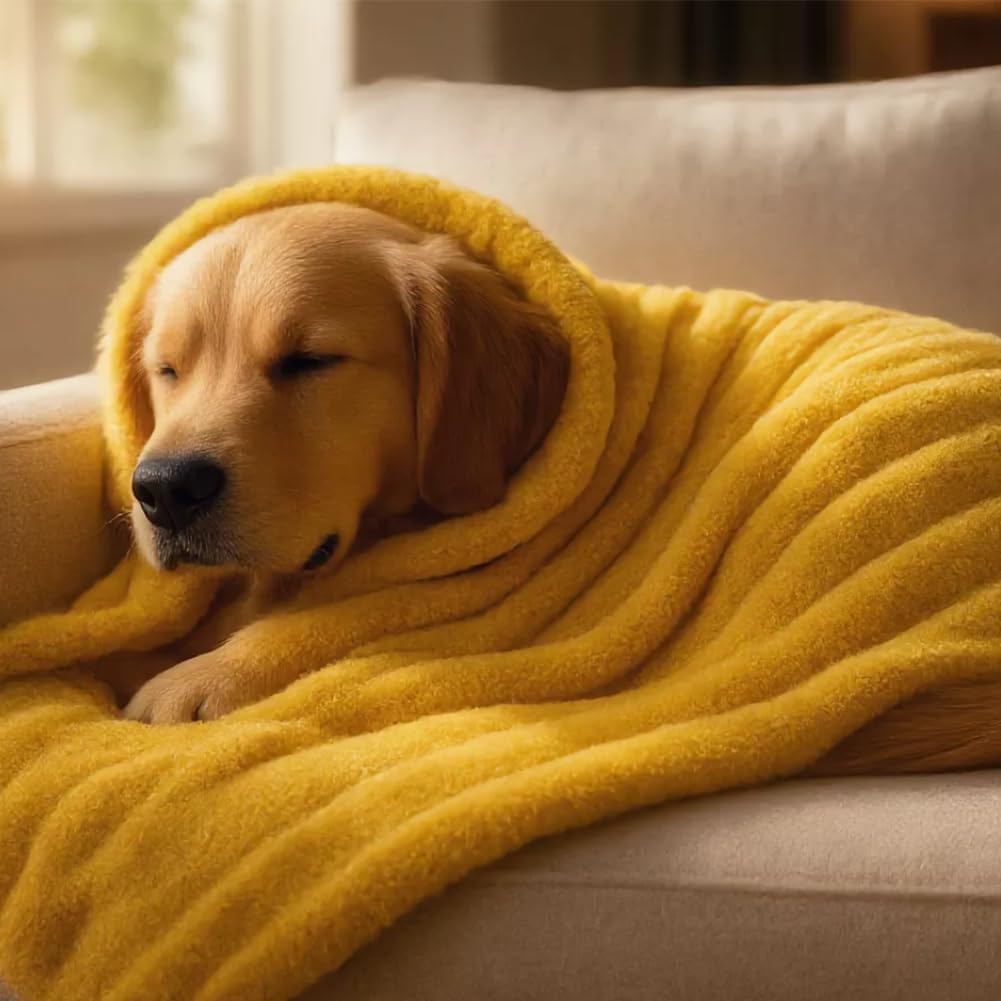 Emotional Support Blanket Yellow, Yellow Dog Blanket, Security Calming Dog Blanket, Designed for Pets Soft and Comfortable, for Indoors Sofa Kennel Couch Bed Crate Machine Washable