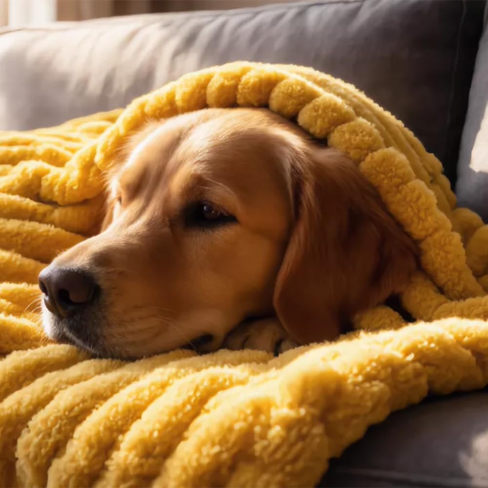 Emotional Support Blanket Yellow, Yellow Dog Blanket, Security Calming Dog Blanket, Designed for Pets Soft and Comfortable, for Indoors Sofa Kennel Couch Bed Crate Machine Washable
