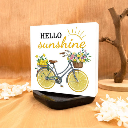 Lemon Stuff Italian Kitchen Decor Hello Sunshine Wood Box Sign | Lemon Kitchen Decor and Accessories Summer Decors Yellow Home Decors Table Lemons Themed Gifts Holiday