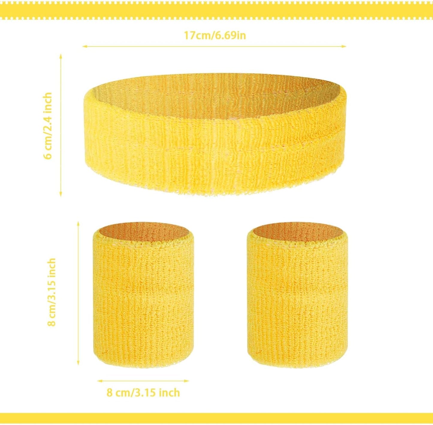 Sweatbands and Striped Socks Set Sports Headband for Men Women Wristbands High Tube Socks 80s 90s Accessories Costumes