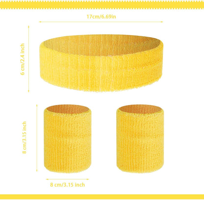 Sweatbands and Striped Socks Set Sports Headband for Men Women Wristbands High Tube Socks 80s 90s Accessories Costumes