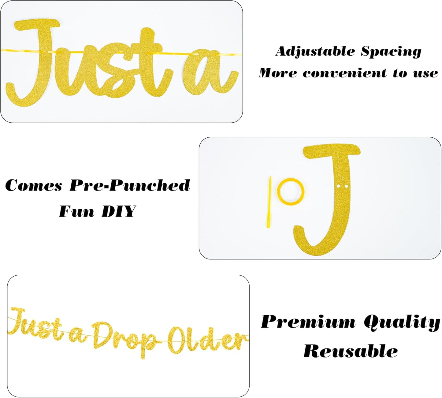 Just a Drop Older Decorations Banner - Gold Glitter Lemon Decoration Sign with Banner Garland, Lemon Martini Party Supplies for Bachelorette Birthday Bridal Shower Wedding