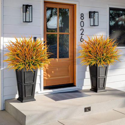 16 Pcs Artificial Plants Outdoor Fake Grass, Yellow | Plastic grass, faux greenery stems, UV resistant, adjustable stems, indoor outdoor planters patio garden porch pathway
