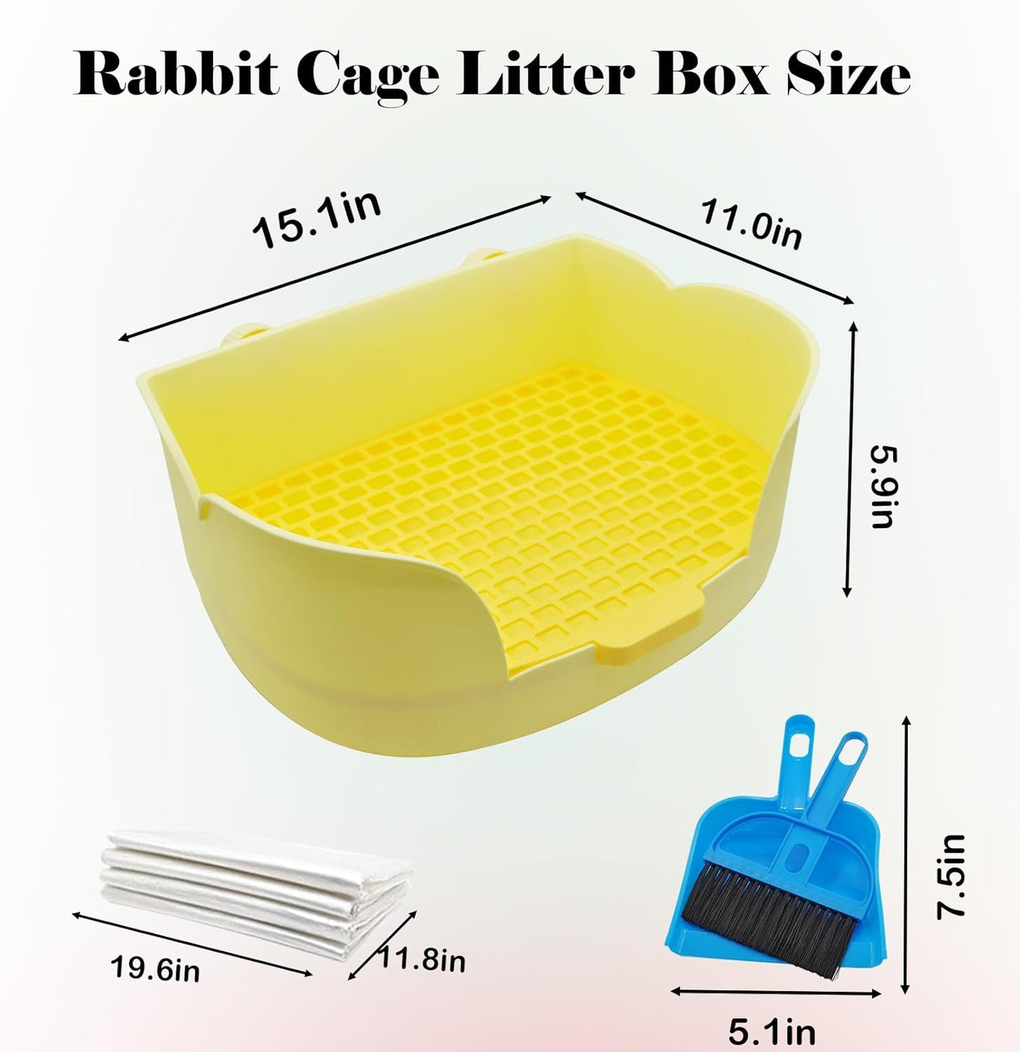 Rabbit Cage Litter Box,Plastic Bunny Litter Pan Detachable Rabbits Corner Potty Training Bedding Boxes with Grate for Guinea Pig Chinchilla Hedgehog Ferret(Yellow)