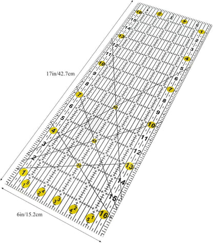 Quilting Ruler,Quilting Templates,Sewing Quilt Rulers,Acrylic Curved Corner Cutter,Precision Fabric Cutting Patchwork Tool for Quilting Sewing Craft DIY Projects,Light Yellow 6"x17"
