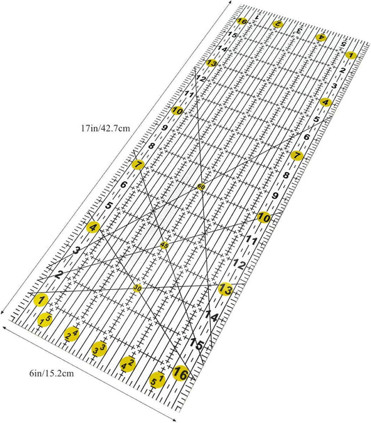 Quilting Ruler,Quilting Templates,Sewing Quilt Rulers,Acrylic Curved Corner Cutter,Precision Fabric Cutting Patchwork Tool for Quilting Sewing Craft DIY Projects,Light Yellow 6"x17"
