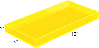 Acrylic Tray Bathroom Tray for Countertop, Guest Towel Holder Tray for Napkin Perfume Jewelry Makeup, Vanity Trays for Soap Dispenser, Aromatherapy, Cup & Candle, Yellow