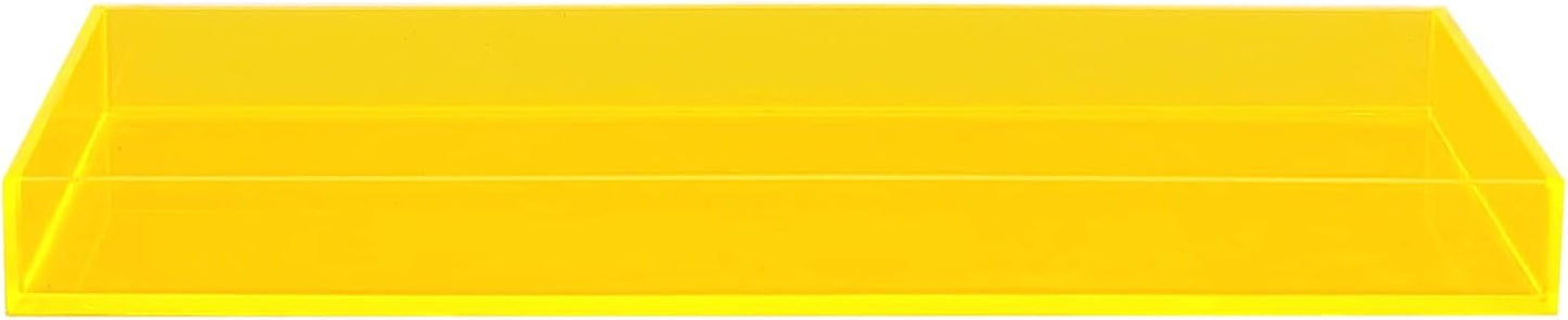 Acrylic Tray Bathroom Tray for Countertop, Guest Towel Holder Tray for Napkin Perfume Jewelry Makeup, Vanity Trays for Soap Dispenser, Aromatherapy, Cup & Candle, Yellow