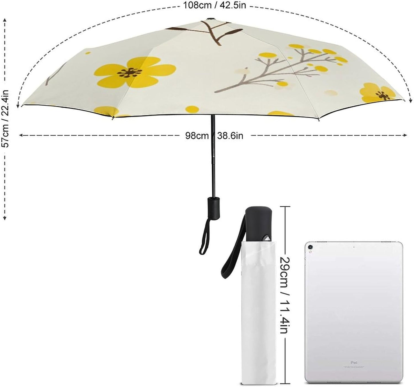 Automatic Compact Travel Umbrella Windproof Waterproof UV Protection Folding Umbrella With Printed Sleeve