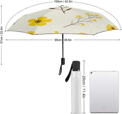 Automatic Compact Travel Umbrella Windproof Waterproof UV Protection Folding Umbrella With Printed Sleeve