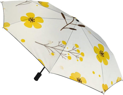 Automatic Compact Travel Umbrella Windproof Waterproof UV Protection Folding Umbrella With Printed Sleeve