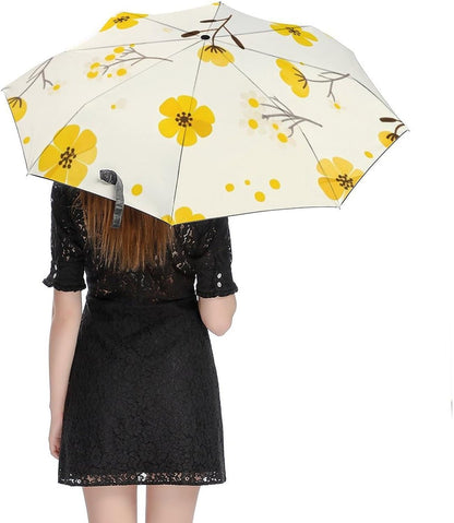 Automatic Compact Travel Umbrella Windproof Waterproof UV Protection Folding Umbrella With Printed Sleeve