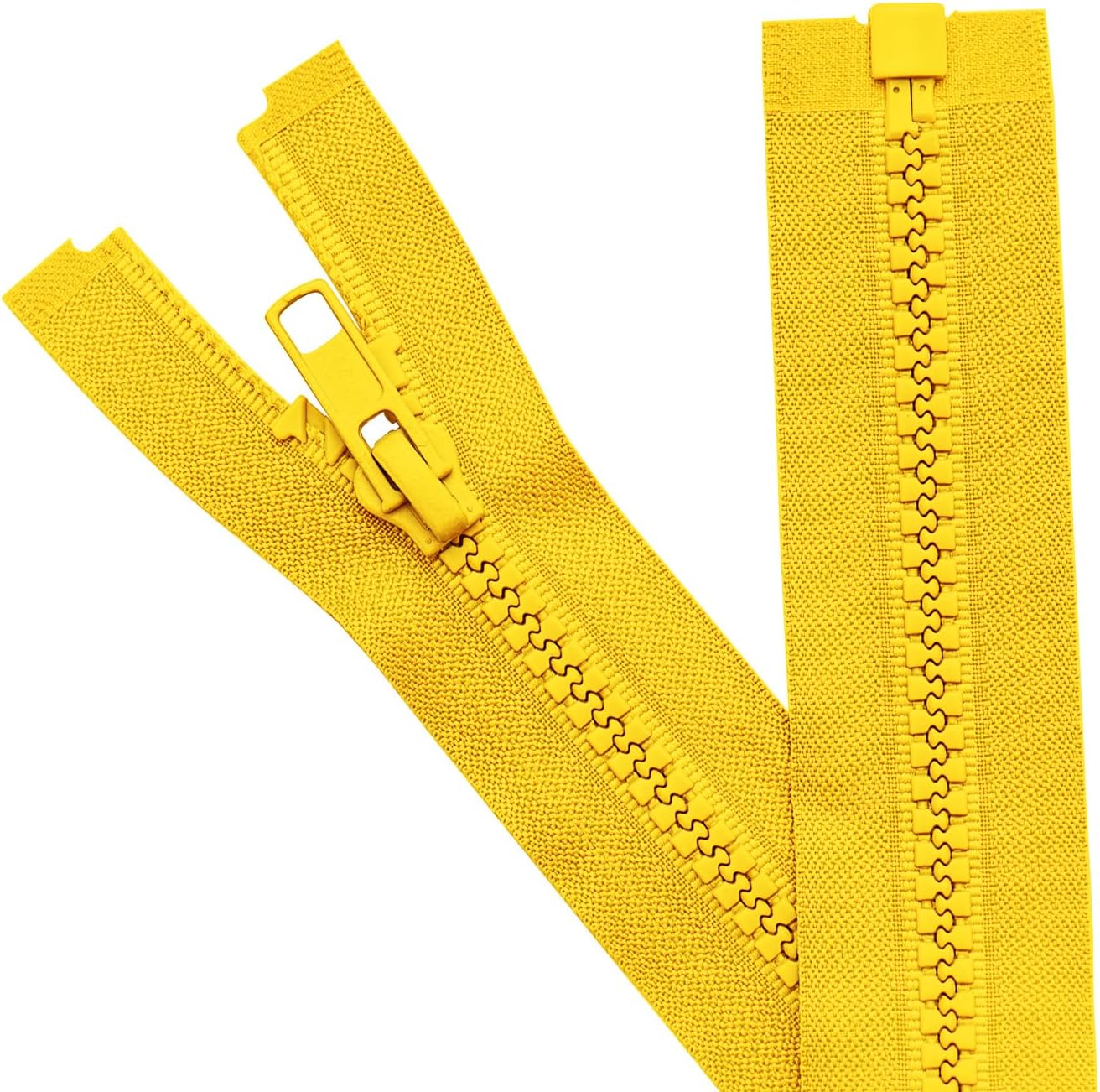 Sawoake 2PCS #5 16 Inch Separating Jacket Zippers for Sewing Coats Jacket Yellow Molded Plastic Zippers Bulk Tailor DIY Sewing Tools for Garment/Bags/Home Textile