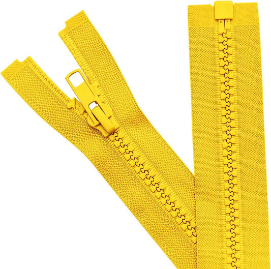 Sawoake 2PCS #5 16 Inch Separating Jacket Zippers for Sewing Coats Jacket Yellow Molded Plastic Zippers Bulk Tailor DIY Sewing Tools for Garment/Bags/Home Textile