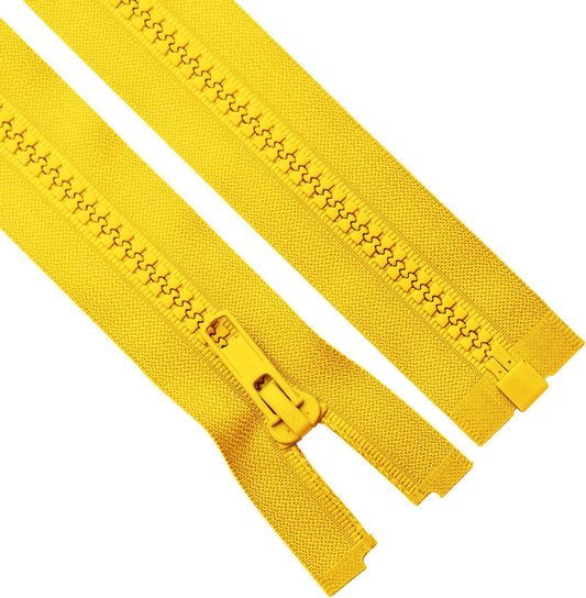 Sawoake 2PCS #5 16 Inch Separating Jacket Zippers for Sewing Coats Jacket Yellow Molded Plastic Zippers Bulk Tailor DIY Sewing Tools for Garment/Bags/Home Textile