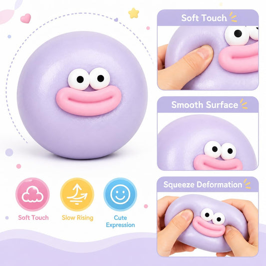 Yellow one Funny Face Squishy Stress Balls, Stress Relief Desk Accessory for Adults