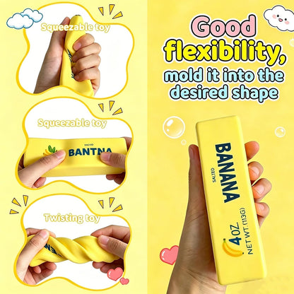 Yellow Banana Butter Squishy 2 Pack Soft Squeeze Toys, Stress Relief Fidget | Slow Rebound Butter Sensory Fidget Toy, Party Favors Birthday Gifts, Adults Office Desk Toys, 2Pcs Butters Stick
