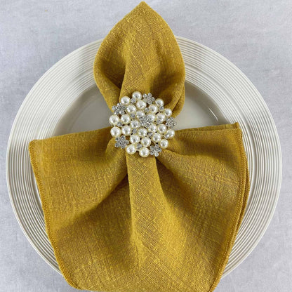 Gauze Cloth Napkins 6 Pack 16x16 Inches 100% Natural Soft Cotton Weddings Decorative Parties Family Everyday Use Bulk Linen Dinner Napkins (Gold/Yellow, 6 Pack)