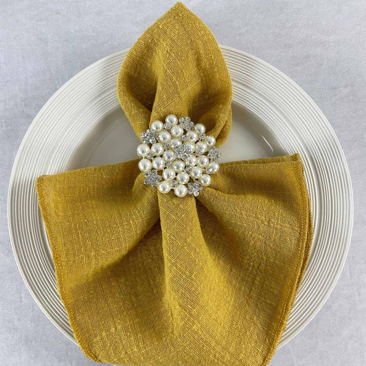 Gauze Cloth Napkins 6 Pack 16x16 Inches 100% Natural Soft Cotton Weddings Decorative Parties Family Everyday Use Bulk Linen Dinner Napkins (Gold/Yellow, 6 Pack)