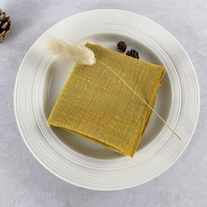 Gauze Cloth Napkins 6 Pack 16x16 Inches 100% Natural Soft Cotton Weddings Decorative Parties Family Everyday Use Bulk Linen Dinner Napkins (Gold/Yellow, 6 Pack)
