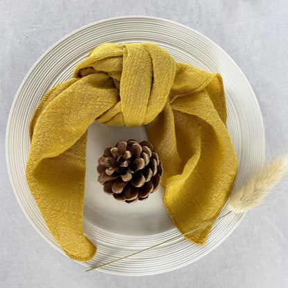 Gauze Cloth Napkins 6 Pack 16x16 Inches 100% Natural Soft Cotton Weddings Decorative Parties Family Everyday Use Bulk Linen Dinner Napkins (Gold/Yellow, 6 Pack)