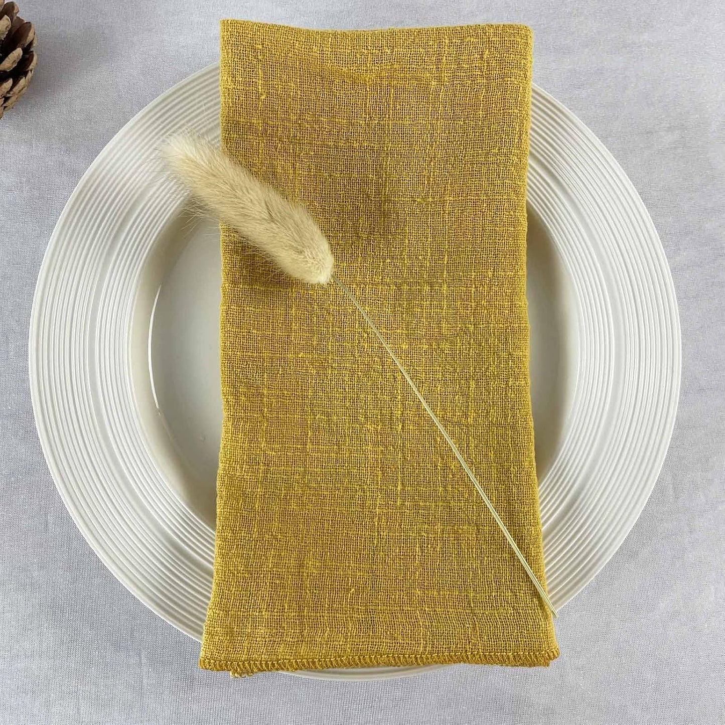 Gauze Cloth Napkins 6 Pack 16x16 Inches 100% Natural Soft Cotton Weddings Decorative Parties Family Everyday Use Bulk Linen Dinner Napkins (Gold/Yellow, 6 Pack)