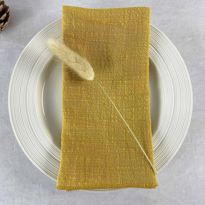 Gauze Cloth Napkins 6 Pack 16x16 Inches 100% Natural Soft Cotton Weddings Decorative Parties Family Everyday Use Bulk Linen Dinner Napkins (Gold/Yellow, 6 Pack)