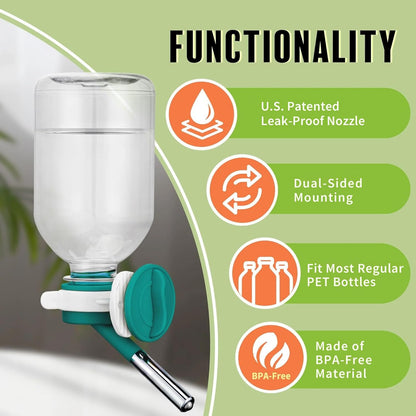 Choco Nose No-Drip Small Animal Water Bottle - Leak-Proof Patented Nozzle Helps Prevent Pet Cage Mess & Wet Bedding - Guinea Pig, Rabbit, Ferret, Hamster - BPA Free, Easy Install, 10.2 fl oz (C128)