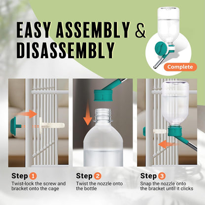 Choco Nose No-Drip Small Animal Water Bottle - Leak-Proof Patented Nozzle Helps Prevent Pet Cage Mess & Wet Bedding - Guinea Pig, Rabbit, Ferret, Hamster - BPA Free, Easy Install, 10.2 fl oz (C128)