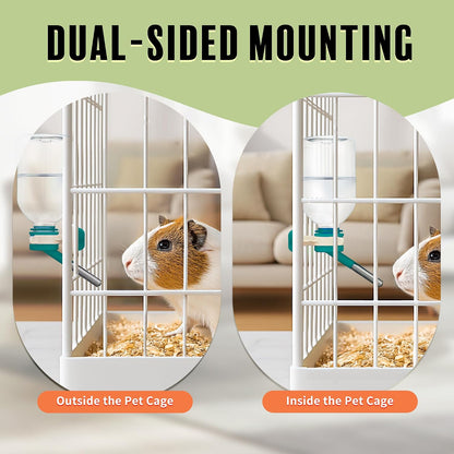 Choco Nose No-Drip Small Animal Water Bottle - Leak-Proof Patented Nozzle Helps Prevent Pet Cage Mess & Wet Bedding - Guinea Pig, Rabbit, Ferret, Hamster - BPA Free, Easy Install, 10.2 fl oz (C128)