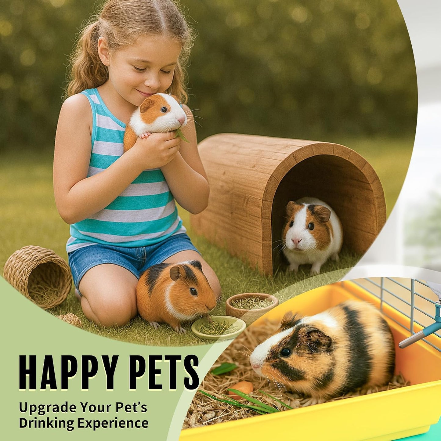 Choco Nose No-Drip Small Animal Water Bottle - Leak-Proof Patented Nozzle Helps Prevent Pet Cage Mess & Wet Bedding - Guinea Pig, Rabbit, Ferret, Hamster - BPA Free, Easy Install, 10.2 fl oz (C128)