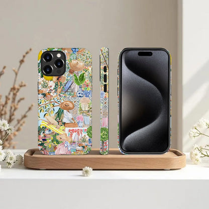Case for iPhone 16 Pro Max,Boho Lemon Collage Aesthetic Flower Phone Case Military-Grade Drop Protection Cover for Women Girl - Frosted