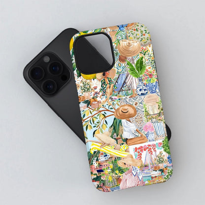Case for iPhone 16 Pro Max,Boho Lemon Collage Aesthetic Flower Phone Case Military-Grade Drop Protection Cover for Women Girl - Frosted