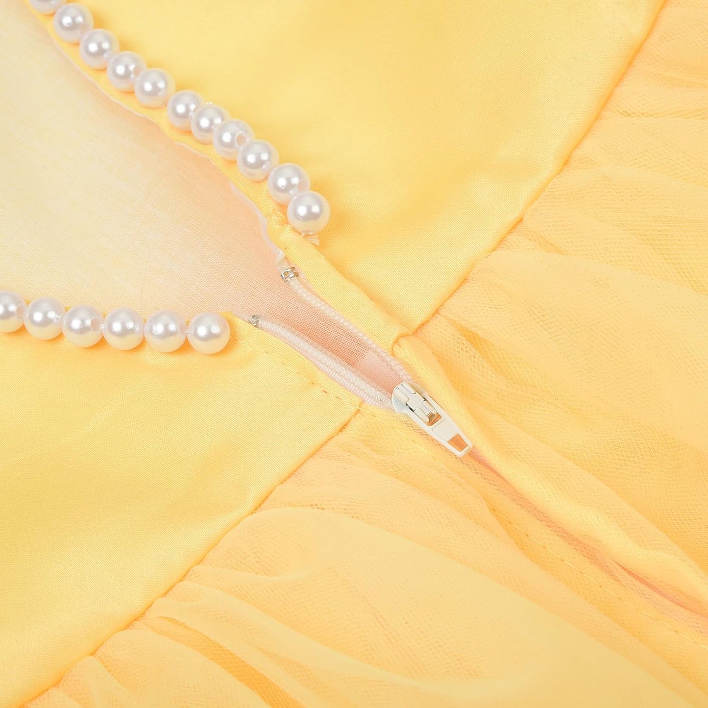 Flower Girl Pearls Dress V-Back Tulle Ball Gown Satin Prom with Bow-Knot for Wedding Pageant Birthday Party