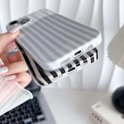 for iPhone 14 Case Cute Striped Phone Case Soft TPU Slim Shockproof Phone Cover for Women Girls, Blue and White