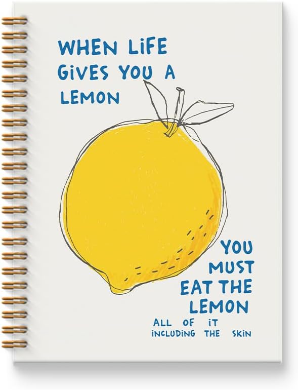 Funny Inspirational Lemon Notebook Journal 5.5x8.3, Positive Affirmation Gifts for Women Journal, When Life Gives You Lemons Motivational Spiral Hardcover Notebook