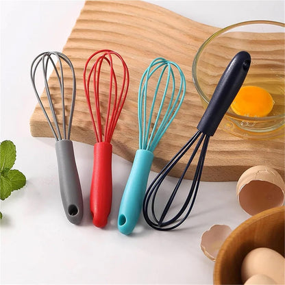 Manual Egg Beater 6 Inch Mini Silicone Mixer Cream Whisk Household Baking Tools Kitchen Gadgets Cooking Accessories(Yellow)