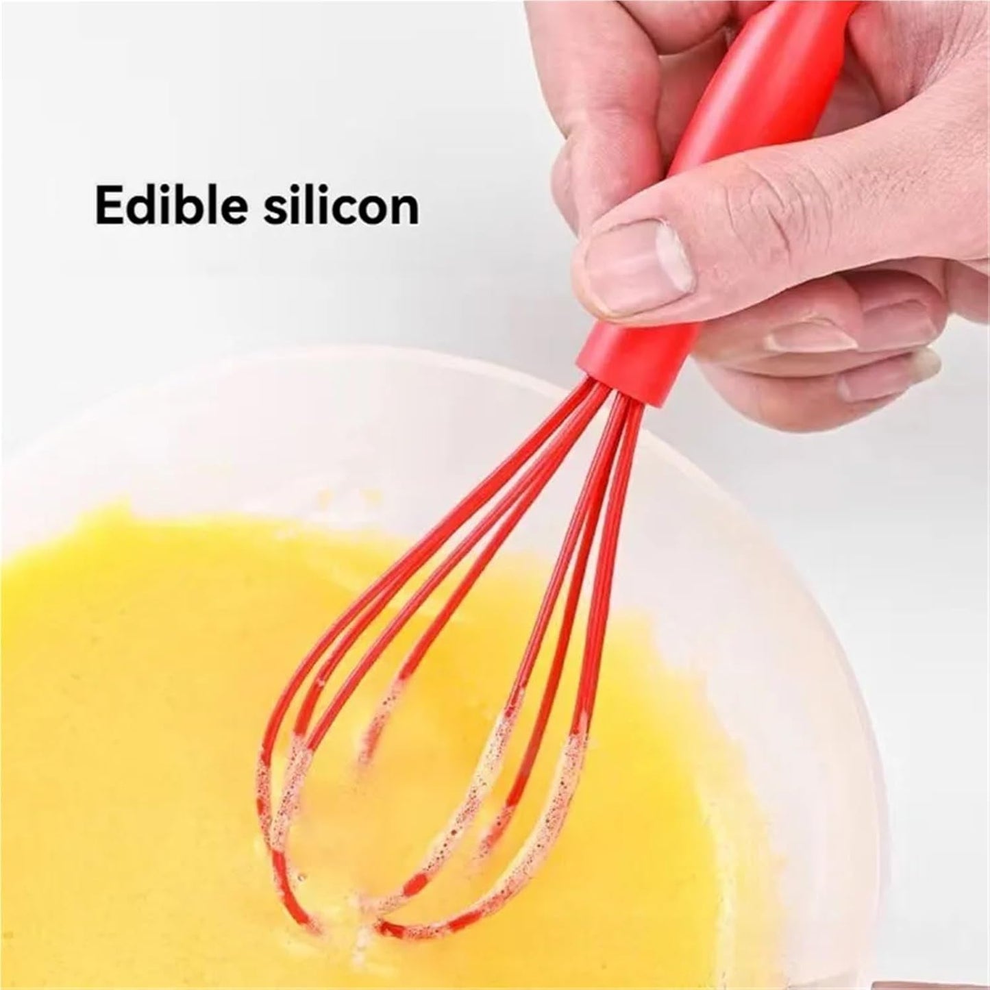 Manual Egg Beater 6 Inch Mini Silicone Mixer Cream Whisk Household Baking Tools Kitchen Gadgets Cooking Accessories(Yellow)