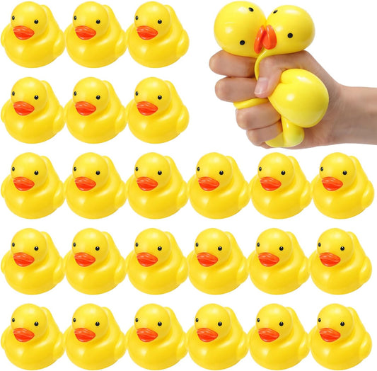24 Pcs Duck Stress Ball for Adults Yellow Duck Fidget Ball | Cute Duck Party Favors for Birthday Gifts, Office Stress Relief, Christmas Stocking Stuffer Gift Adhd Autism Anxiety