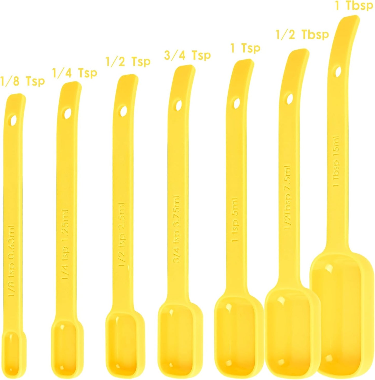 Plastic Measuring Cups and Spoons Set, 7 Plastic Measuring Cups and 7 Measuring Spoons with 1 Leveler, Engraved Both US&Metric Measure Cup Spoon for Kitchen&Baking Yellow